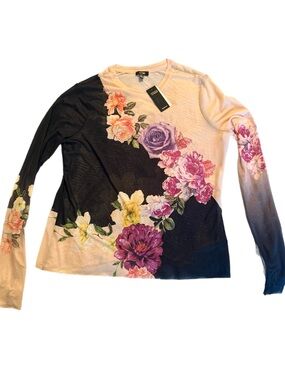 AFRM Floral Colorblock Long-Sleeve Tee in Black, Cream, Purple, Pink, Yellow